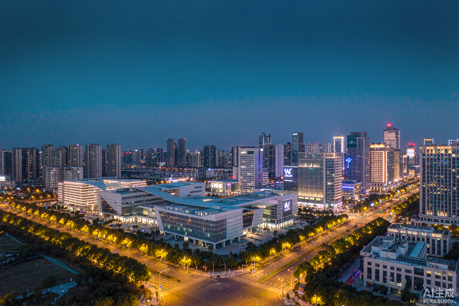 杭州钱江新城商务区夜景